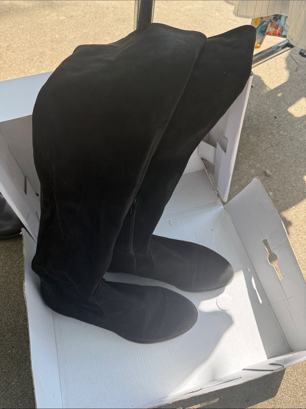 Isaac Mizrahi Black Suede Knee-High Zip Boots